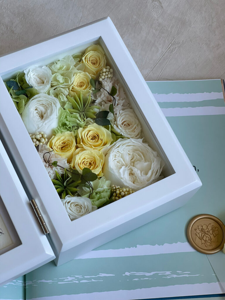 両親贈呈品 子育て感謝状 プリザーブドフラワー フォトフレーム